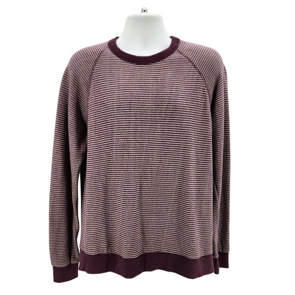 Alternative Apparel Organic Cotton Striped Marron Gray Knit Sweater Mens Large - Picture 1 of 8